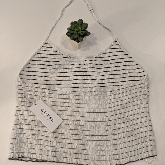 Guess Poppy Smocked Adjustable Halter Top Large - Picture 4 of 7